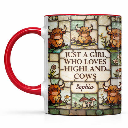 Just A Girl Who Loves Highland Cows Stained Glass Style
