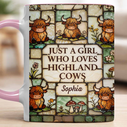 Just A Girl Who Loves Highland Cows Stained Glass Style