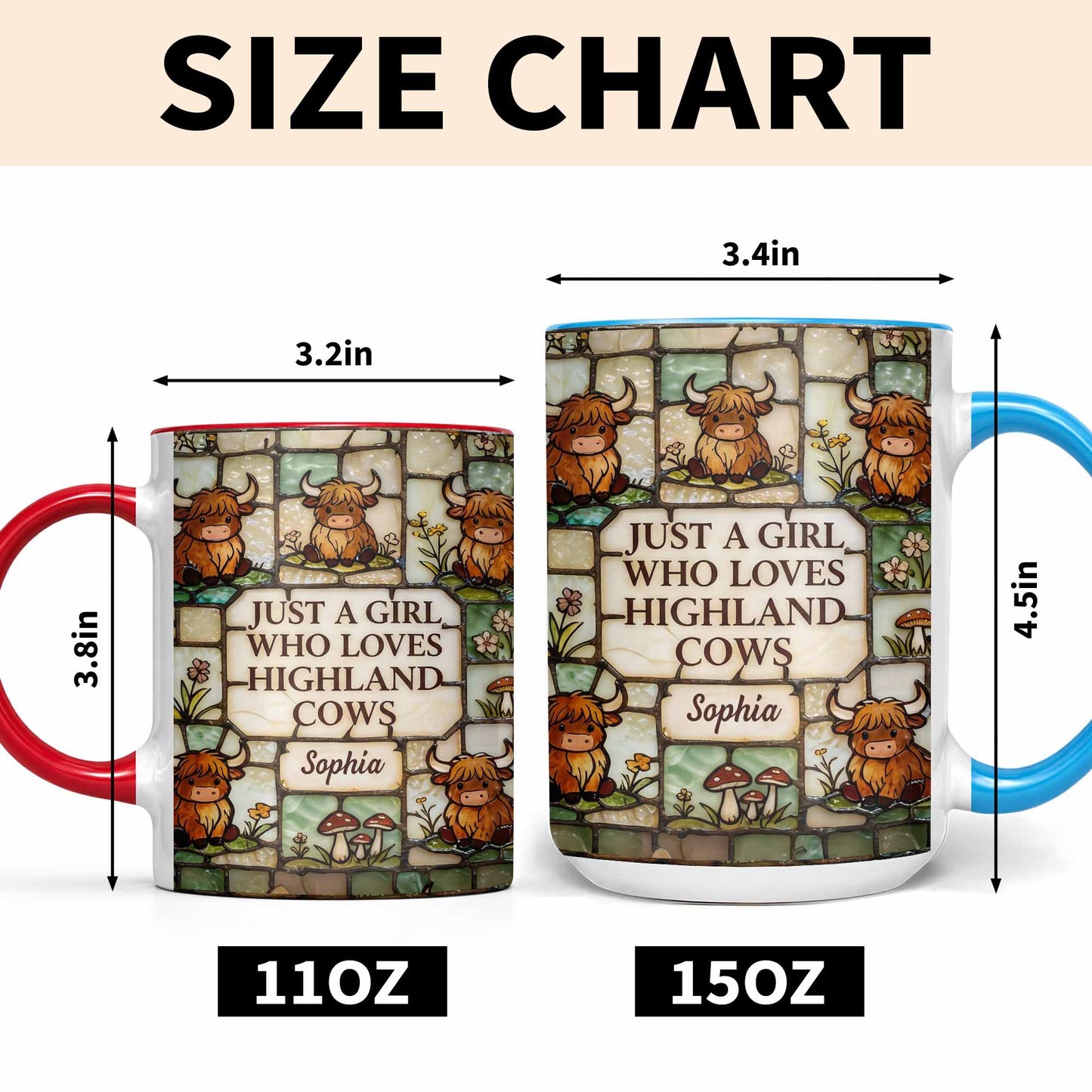 Just A Girl Who Loves Highland Cows Stained Glass Style