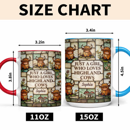 Just A Girl Who Loves Highland Cows Stained Glass Style
