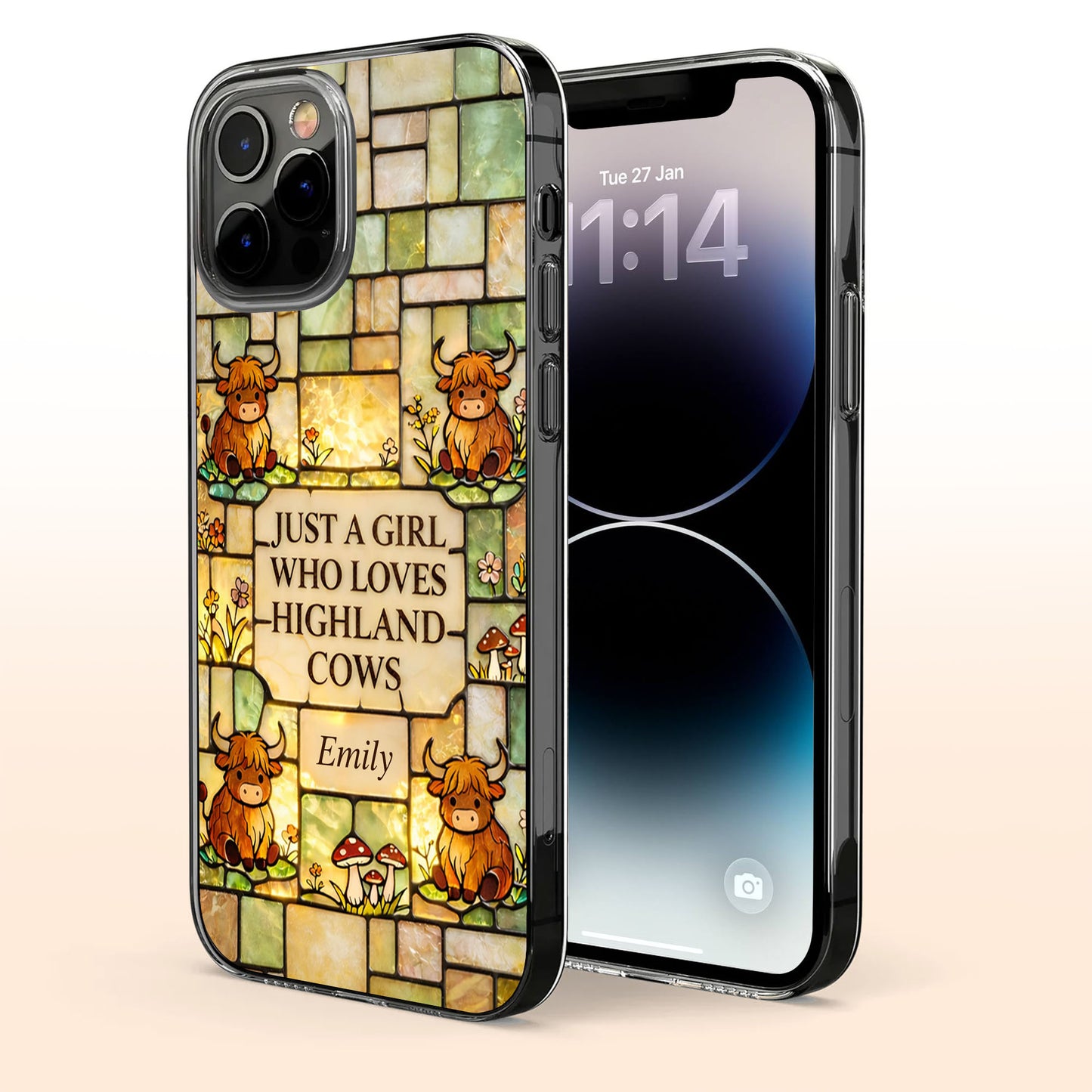 Just A Girl Who Loves Highland Cows Stained Glass Style