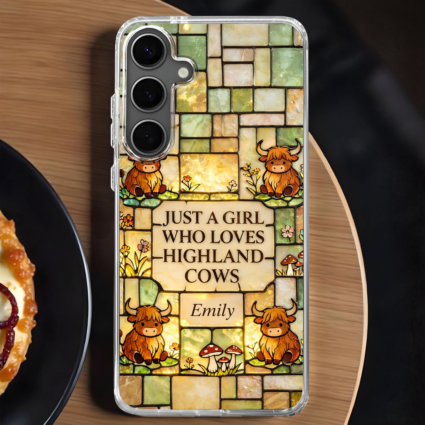 Just A Girl Who Loves Highland Cows Stained Glass Style