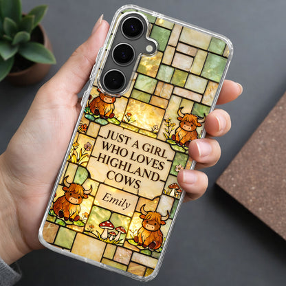 Just A Girl Who Loves Highland Cows Stained Glass Style