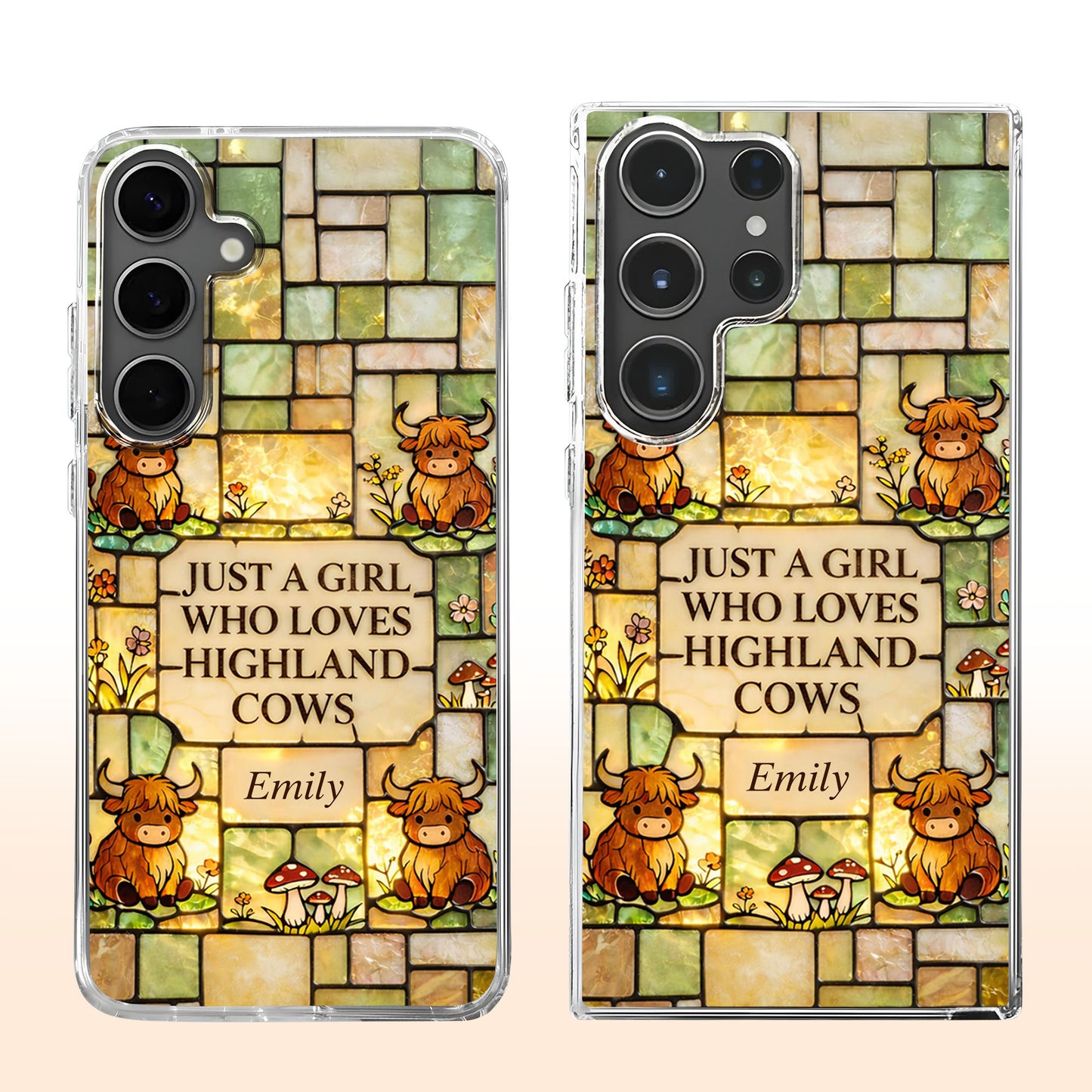 Just A Girl Who Loves Highland Cows Stained Glass Style
