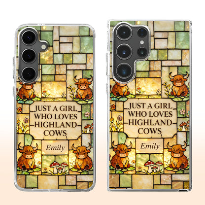 Just A Girl Who Loves Highland Cows Stained Glass Style