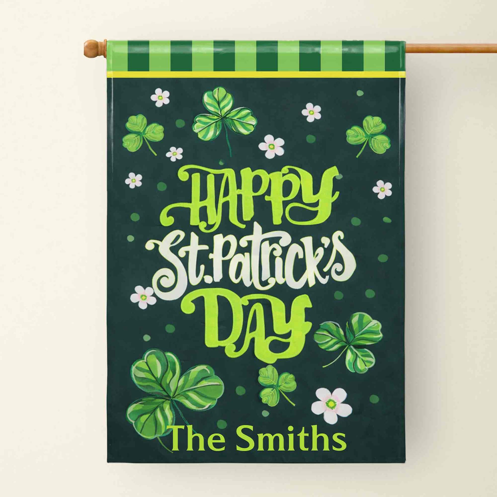 Happy St. Patrick's Day Shamrocks And Flowers Clover Green