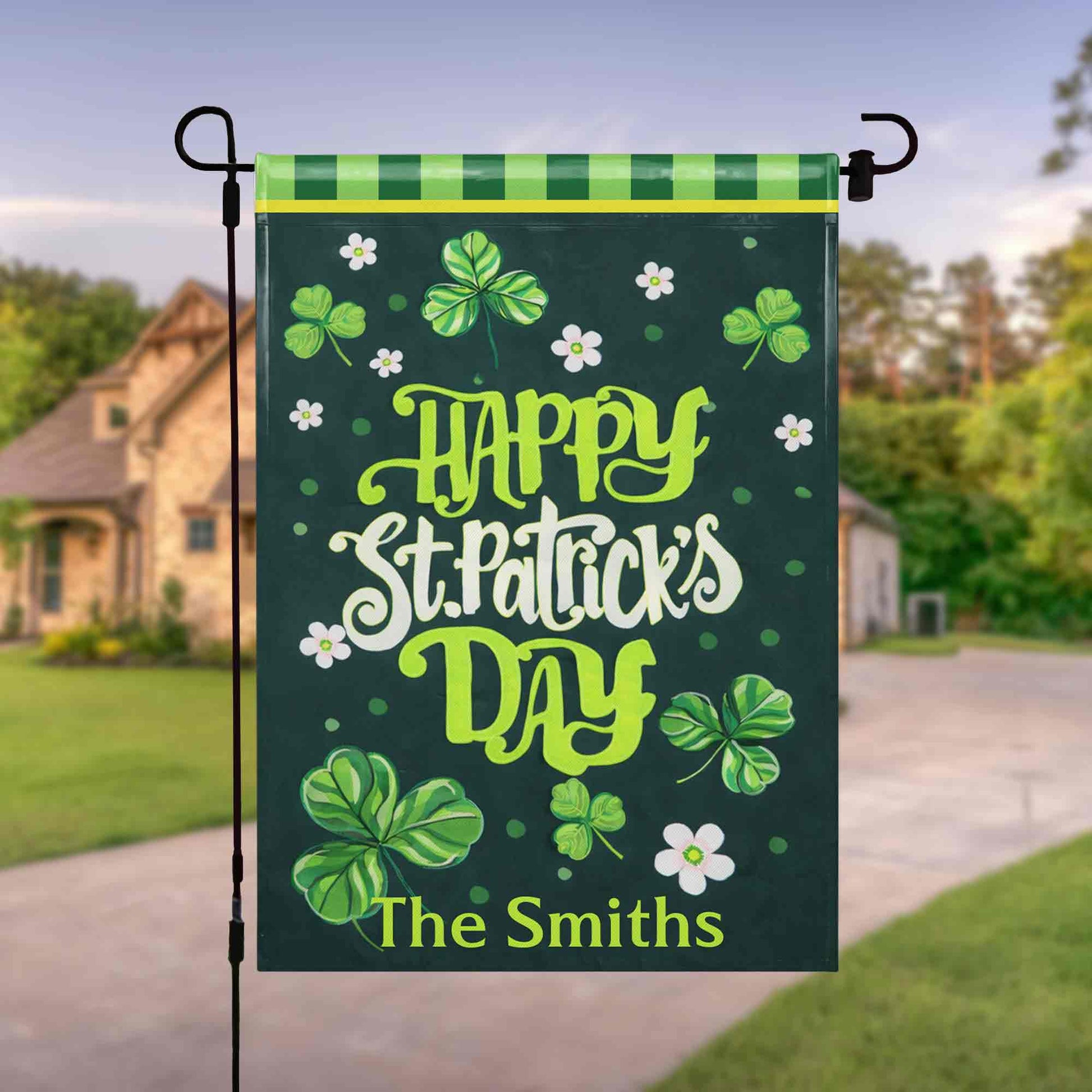 Happy St. Patrick's Day Shamrocks And Flowers Clover Green