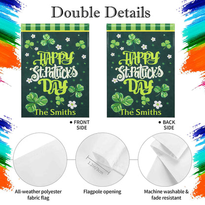 Happy St. Patrick's Day Shamrocks And Flowers Clover Green