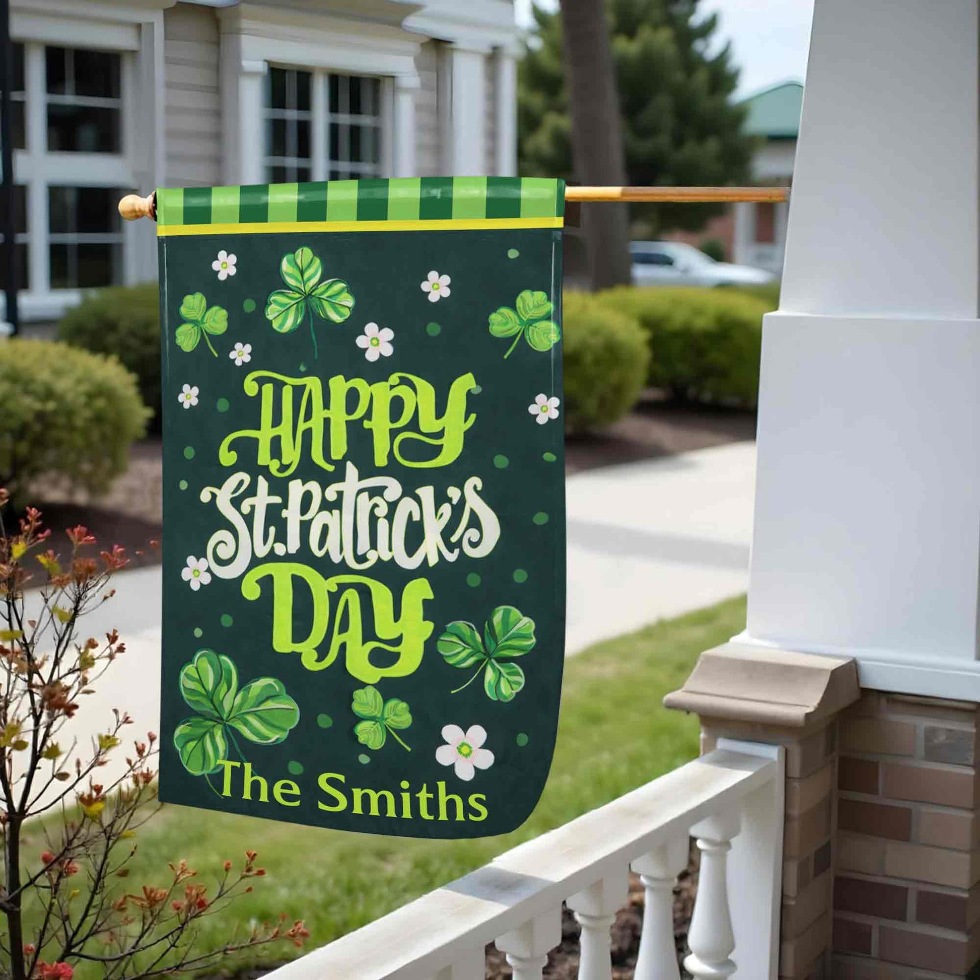 Happy St. Patrick's Day Shamrocks And Flowers Clover Green