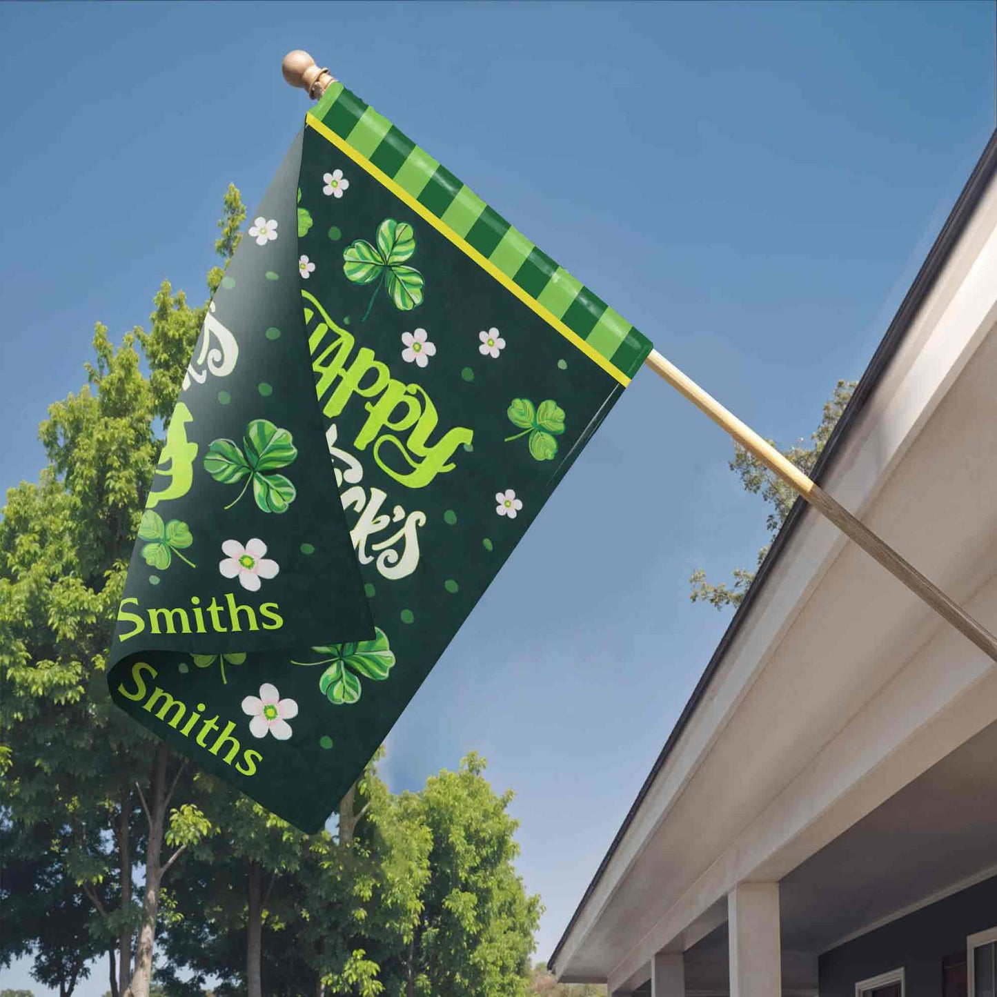 Happy St. Patrick's Day Shamrocks And Flowers Clover Green