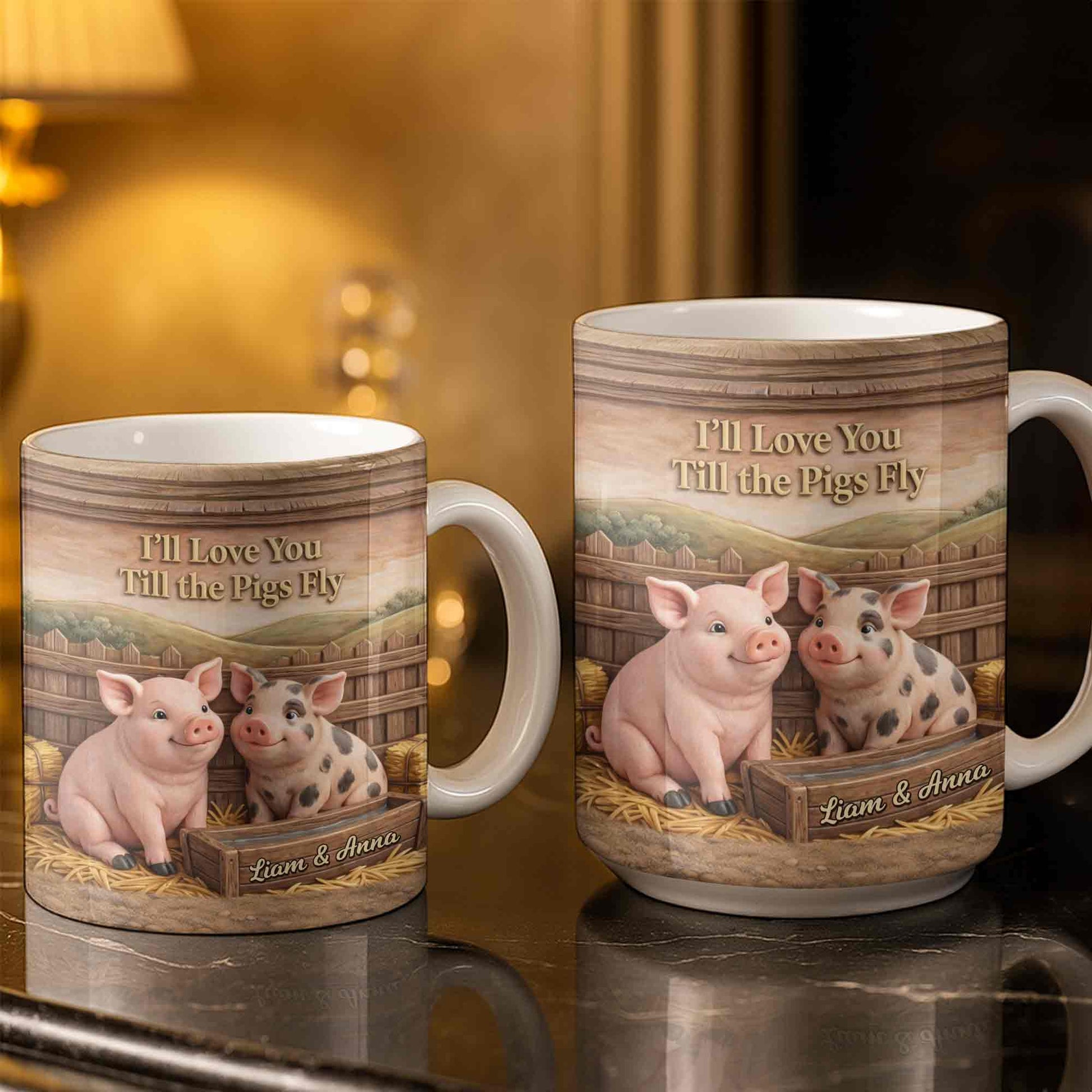 I'll Love You Till the Pigs Fly Cute Pig Couple