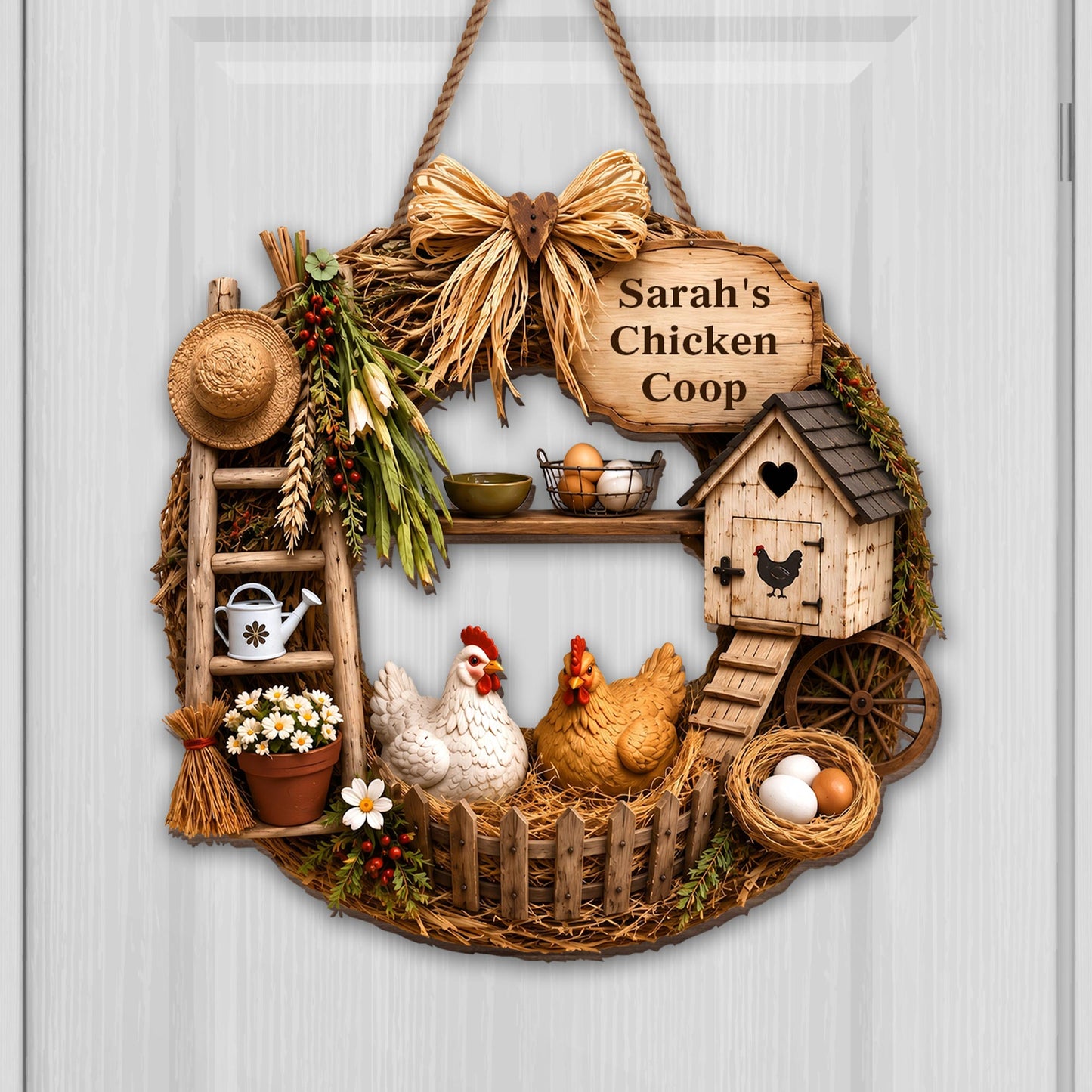 My Chicken Coop With Chickens And Farm Elements Wood Sign - Personalized Custom Shaped Wood Sign - FARM147_WSIGN