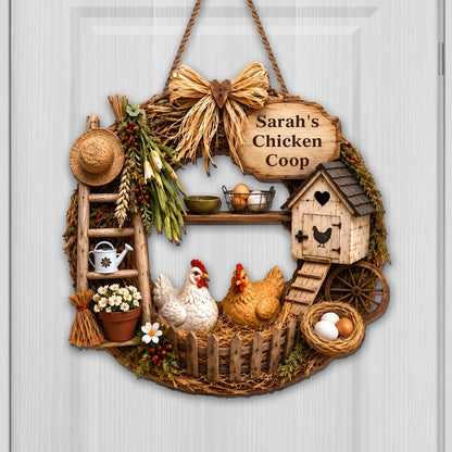 My Chicken Coop With Chickens And Farm Elements Wood Sign - Personalized Custom Shaped Wood Sign - FARM147_WSIGN