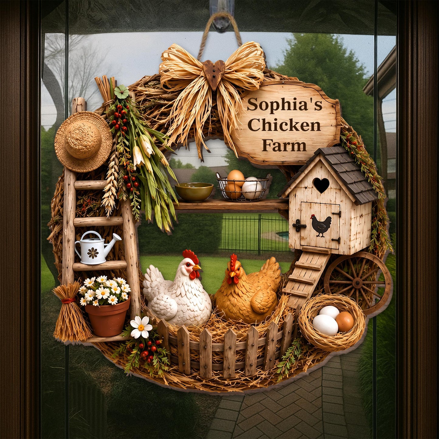 My Chicken Coop With Chickens And Farm Elements Wood Sign - Personalized Custom Shaped Wood Sign - FARM147_WSIGN