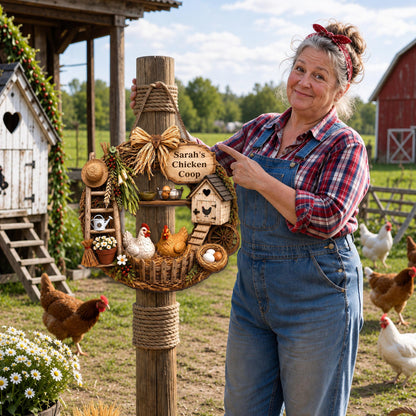 My Chicken Coop With Chickens And Farm Elements Wood Sign - Personalized Custom Shaped Wood Sign - FARM147_WSIGN