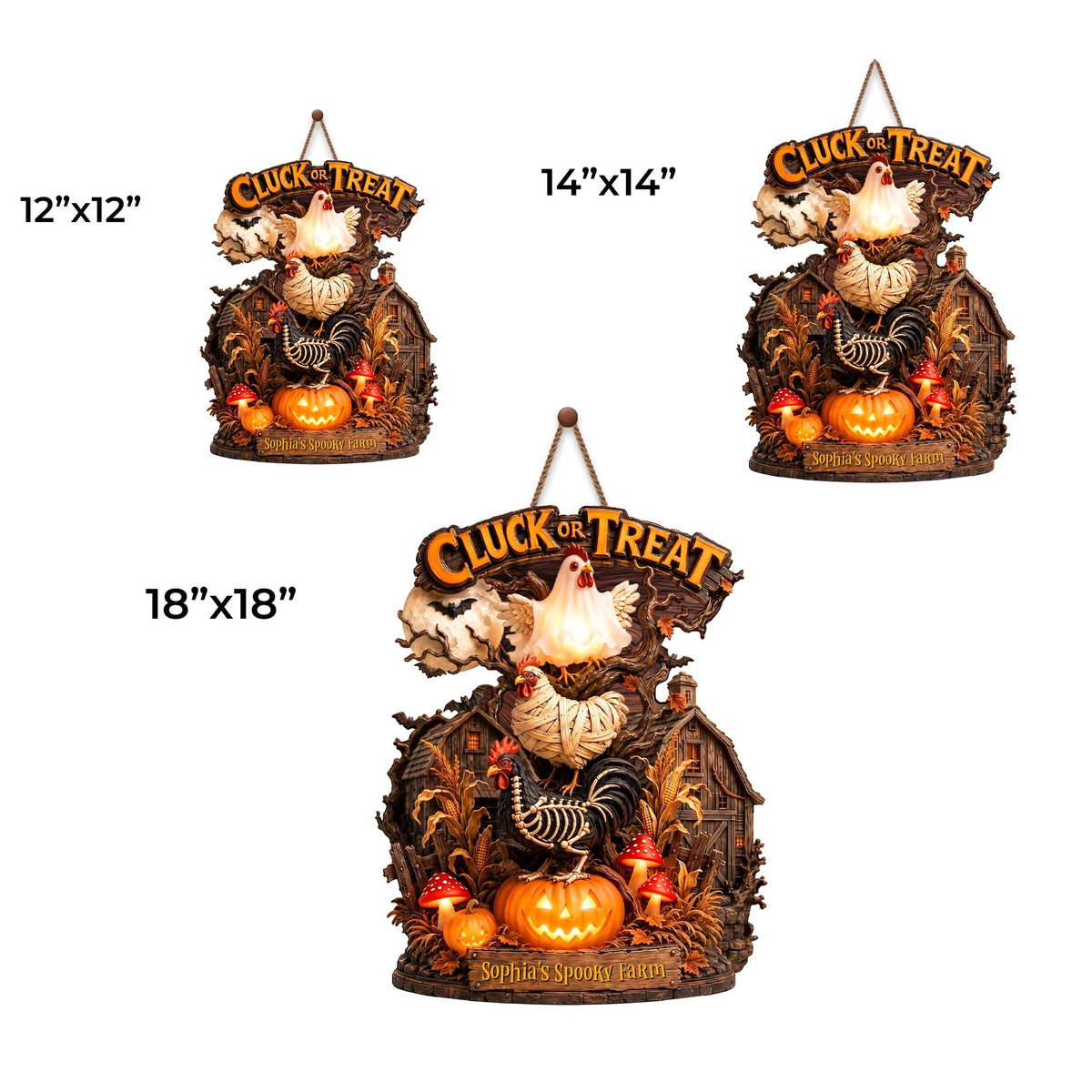 Chick Or Treat My Spooky Farm Halloween Chicken Pumpkin Wood Sign - Personalized Custom Shaped Wood Sign - FARM174_WSIGN