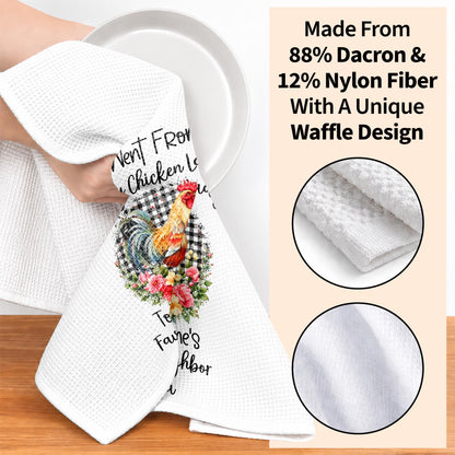 I Went From Crazy Chicken Lady Rooster Floral Plaid Pattern - Personalized Kitchen Towel - FARM208_TOWL