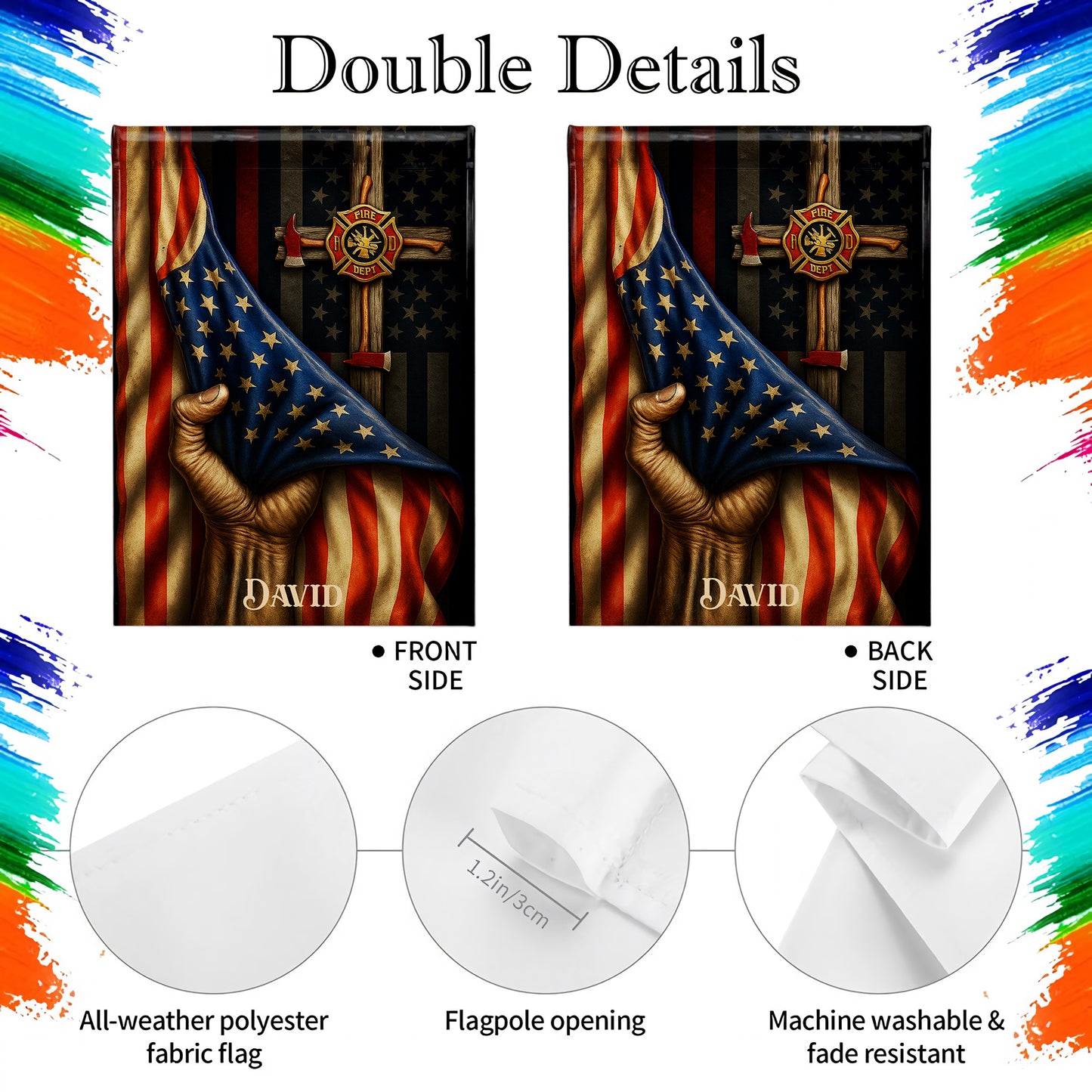 Proudly Serving My Community, American Flag With Firefighter Emblem