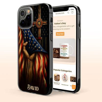 Patriotic American Flag And Firefighter Emblem