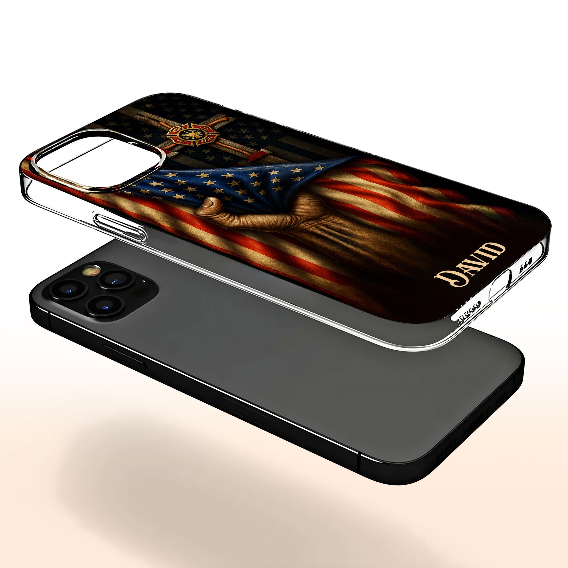 Patriotic American Flag And Firefighter Emblem