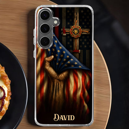 Patriotic American Flag And Firefighter Emblem