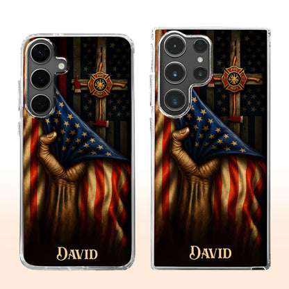 Patriotic American Flag And Firefighter Emblem