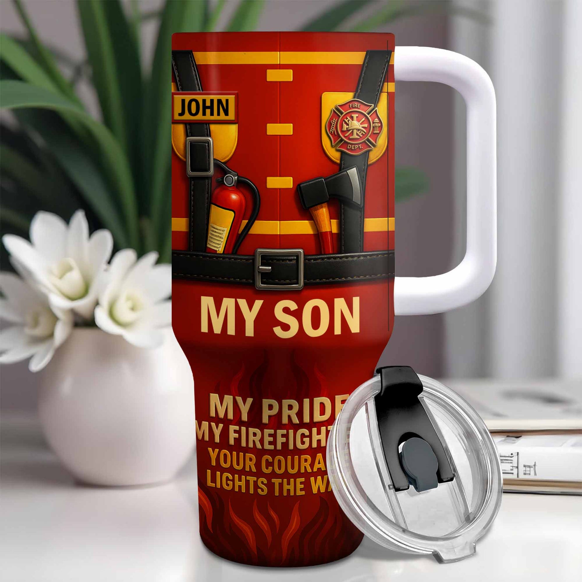 My Son My Pride Your Courage Lights The Way Firefighter Gear