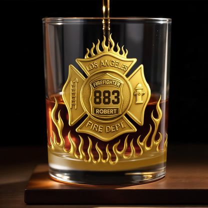 Los Angeles Firefighter, Fire Dept Badge With Flames