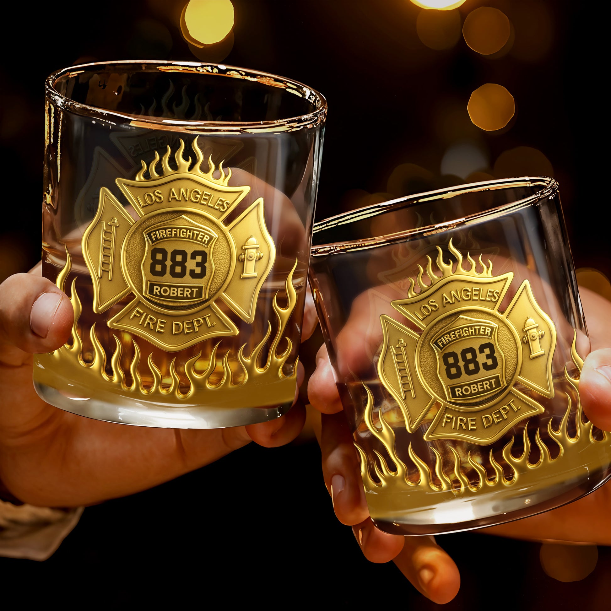 Los Angeles Firefighter, Fire Dept Badge With Flames