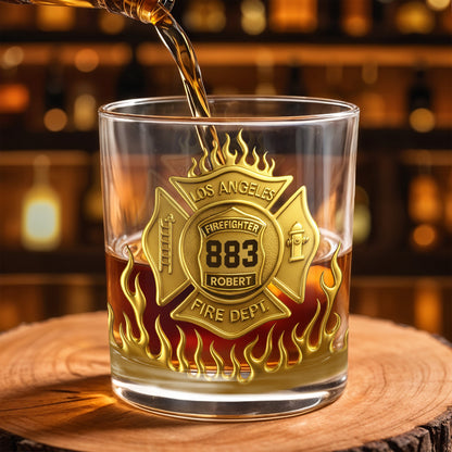 Los Angeles Firefighter, Fire Dept Badge With Flames