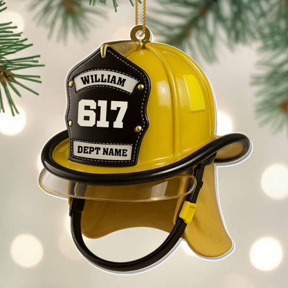 Customized Firefighter Helmet and Badge Ornament