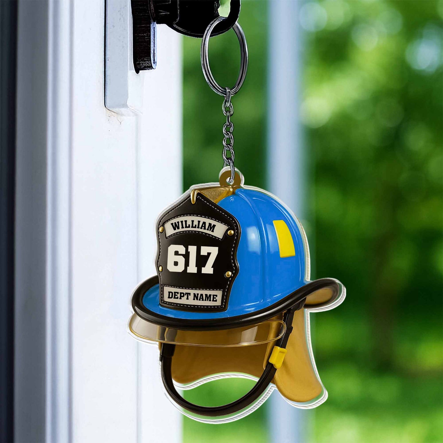 Personalized Firefighter Helmet Keychain