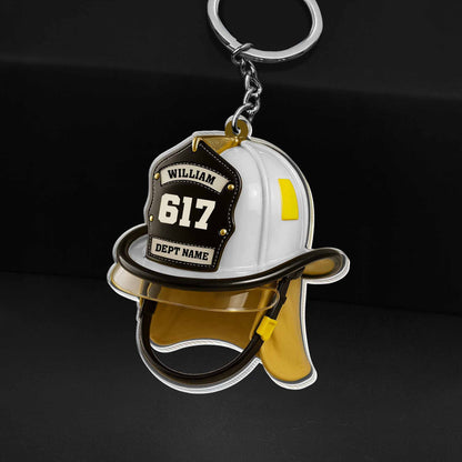 Personalized Firefighter Helmet Keychain