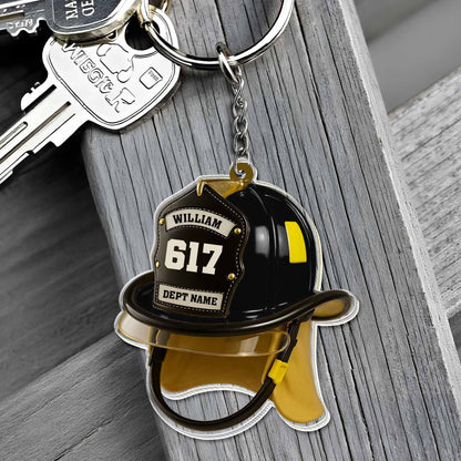 Personalized Firefighter Helmet Keychain