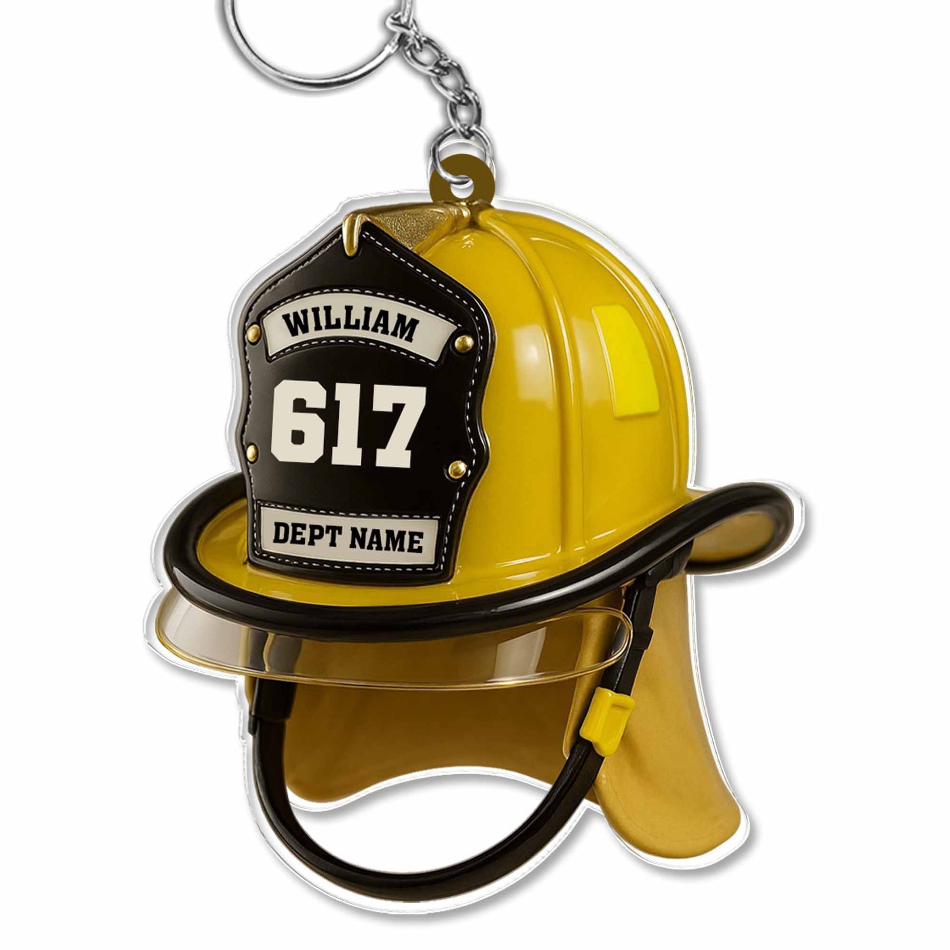 Personalized Firefighter Helmet Keychain