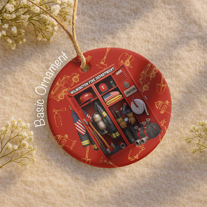 Honor Our Brave Firefighters, Red Custom Firefighter Ornament