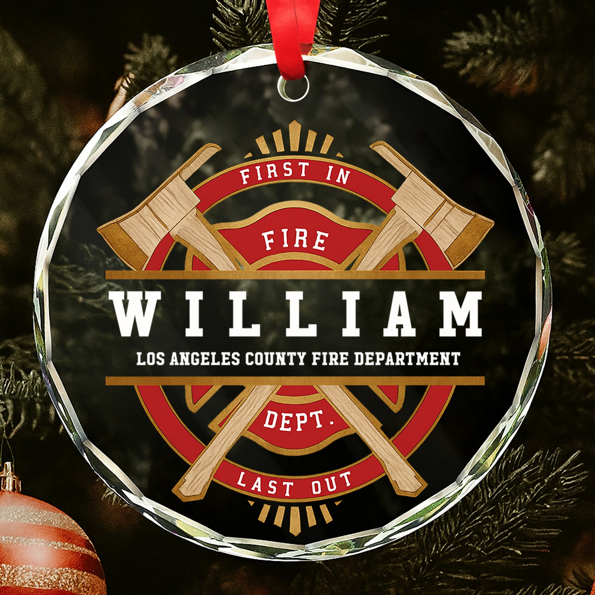 First In Fire Last Out Firefighter Tools Emblem,Custom Circle Glass ...