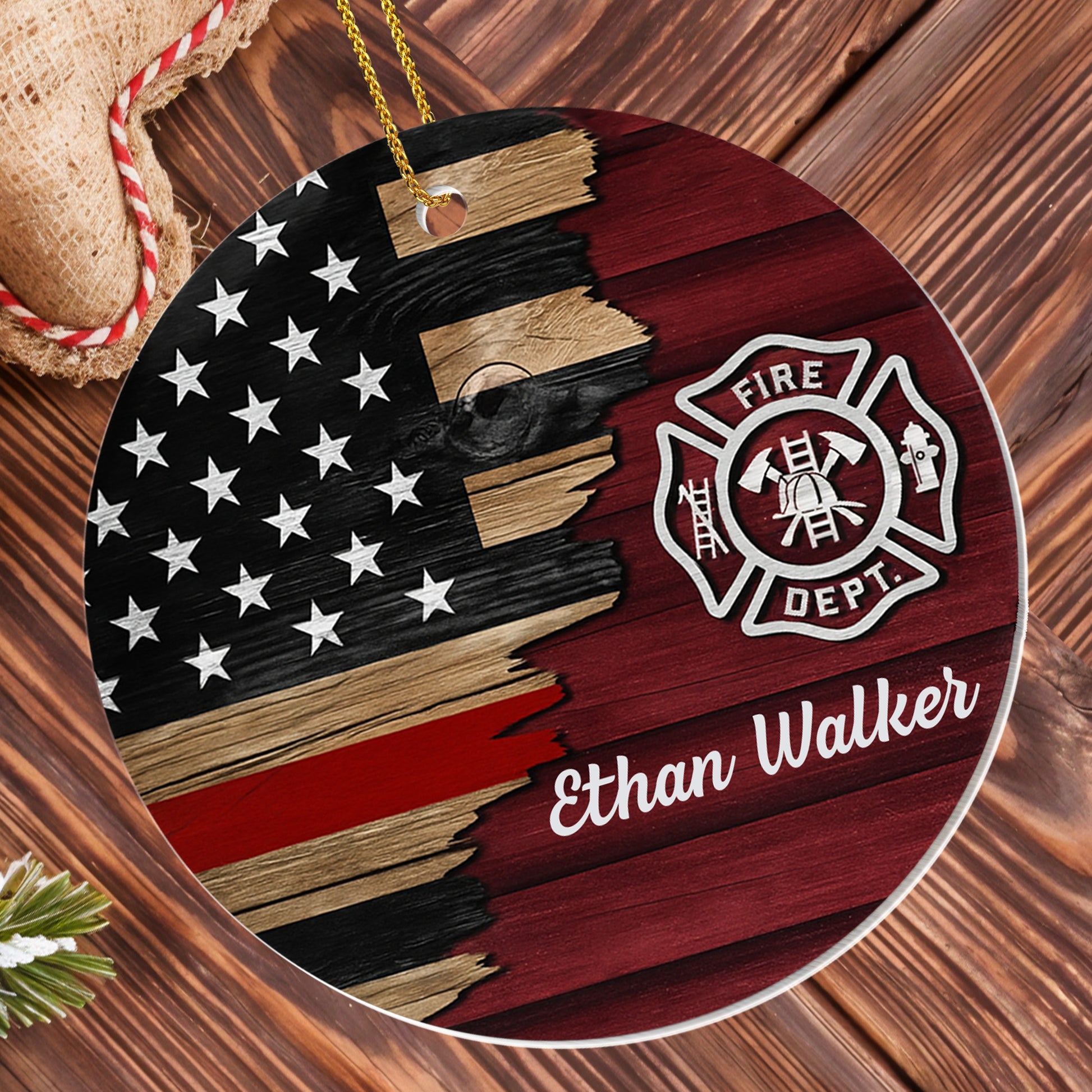 Celebrate Our Heroes Fire Department Emblem Ornament