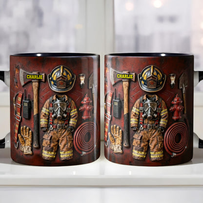 Celebrate Your Heroic Spirit Firefighter Gear and Helmet - Personalized Custom Accent Mug - FIF024_AMUG