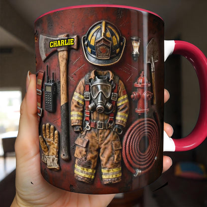 Celebrate Your Heroic Spirit Firefighter Gear and Helmet - Personalized Custom Accent Mug - FIF024_AMUG
