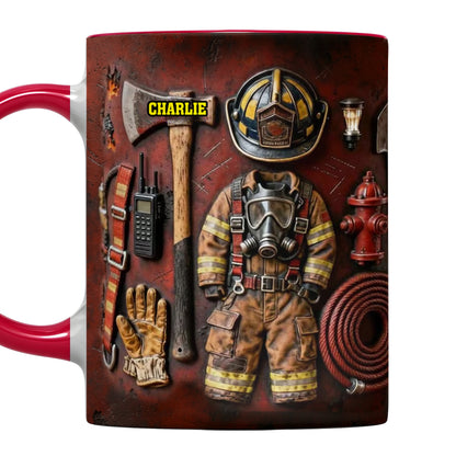 Celebrate Your Heroic Spirit Firefighter Gear and Helmet - Personalized Custom Accent Mug - FIF024_AMUG