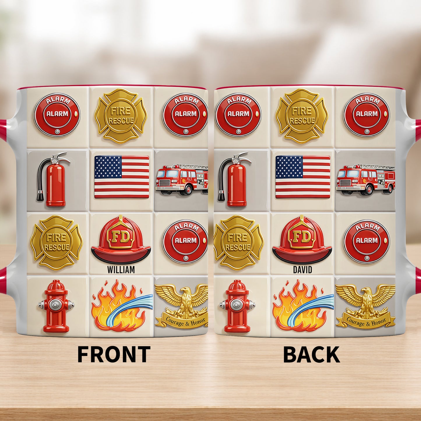 Celebrate Bravery With Firefighter Themed Mug - Personalized Custom Accent Mug - FIF025_AMUG