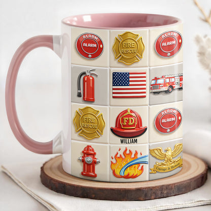 Celebrate Bravery With Firefighter Themed Mug - Personalized Custom Accent Mug - FIF025_AMUG