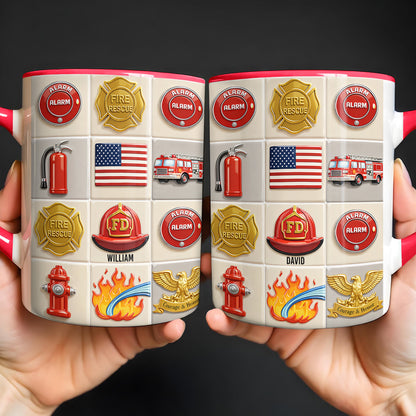 Celebrate Bravery With Firefighter Themed Mug - Personalized Custom Accent Mug - FIF025_AMUG