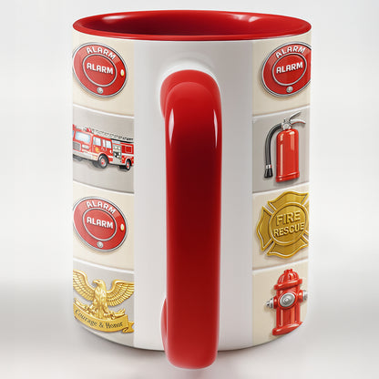 Celebrate Bravery With Firefighter Themed Mug - Personalized Custom Accent Mug - FIF025_AMUG