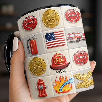 Celebrate Bravery With Firefighter Themed Mug - Personalized Custom Accent Mug - FIF025_AMUG