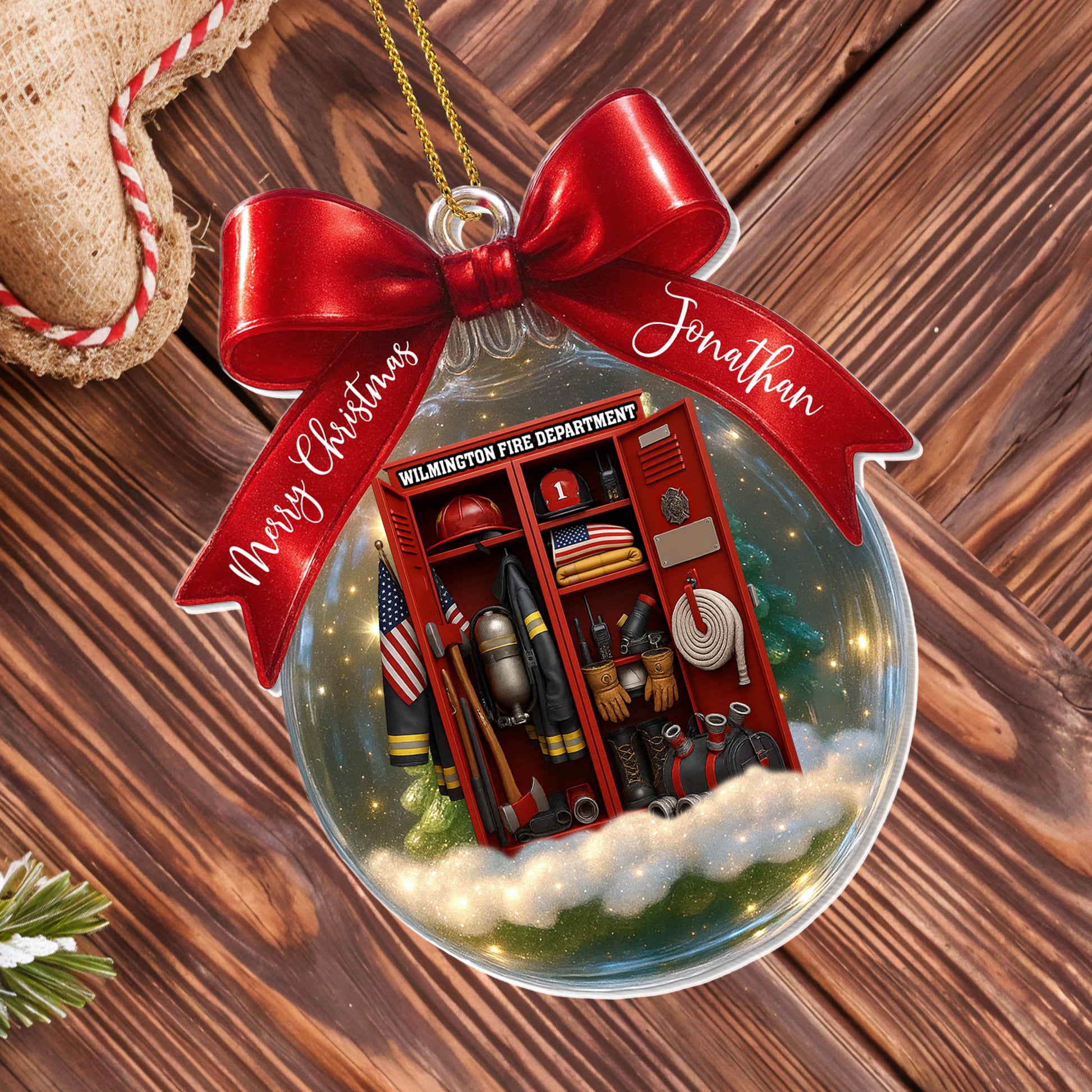 Merry Christmas Firefighting Equipment Ornament