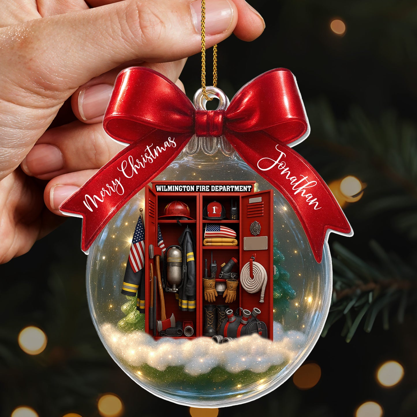 Merry Christmas Firefighting Equipment Ornament