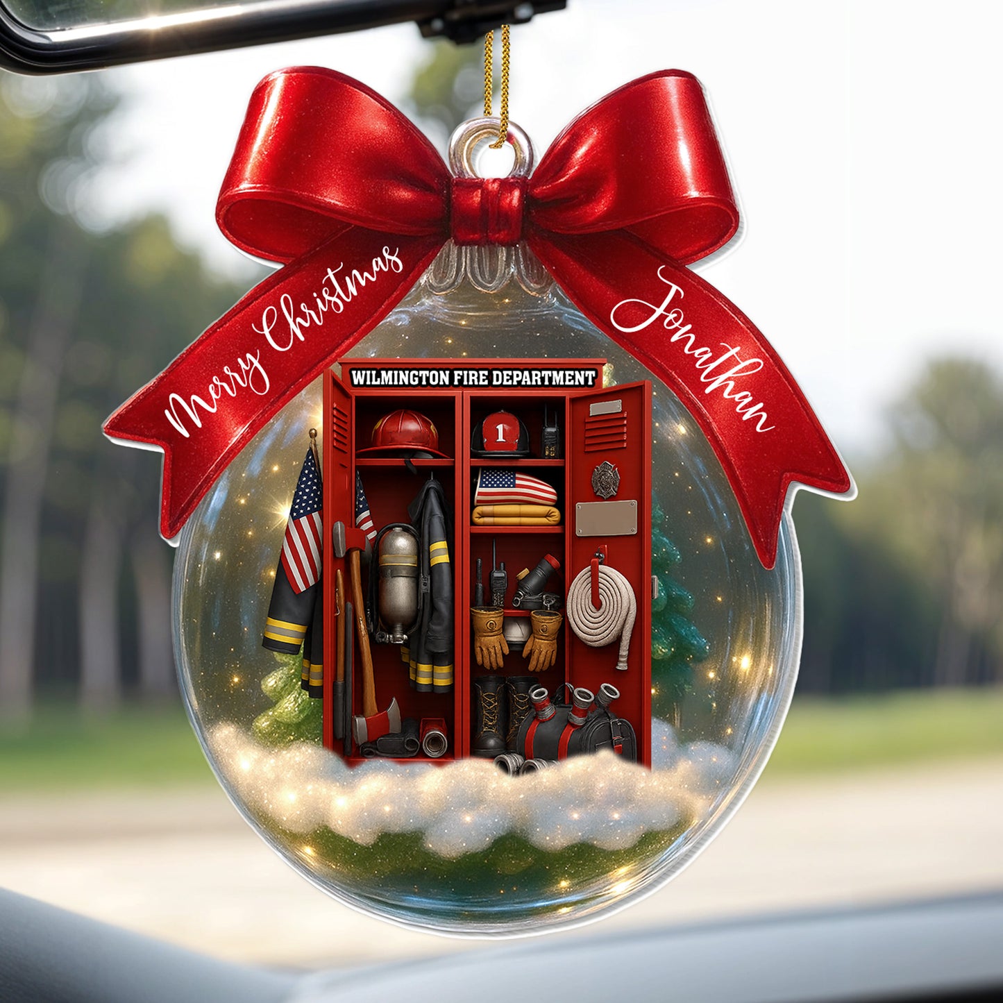 Merry Christmas Firefighting Equipment Ornament