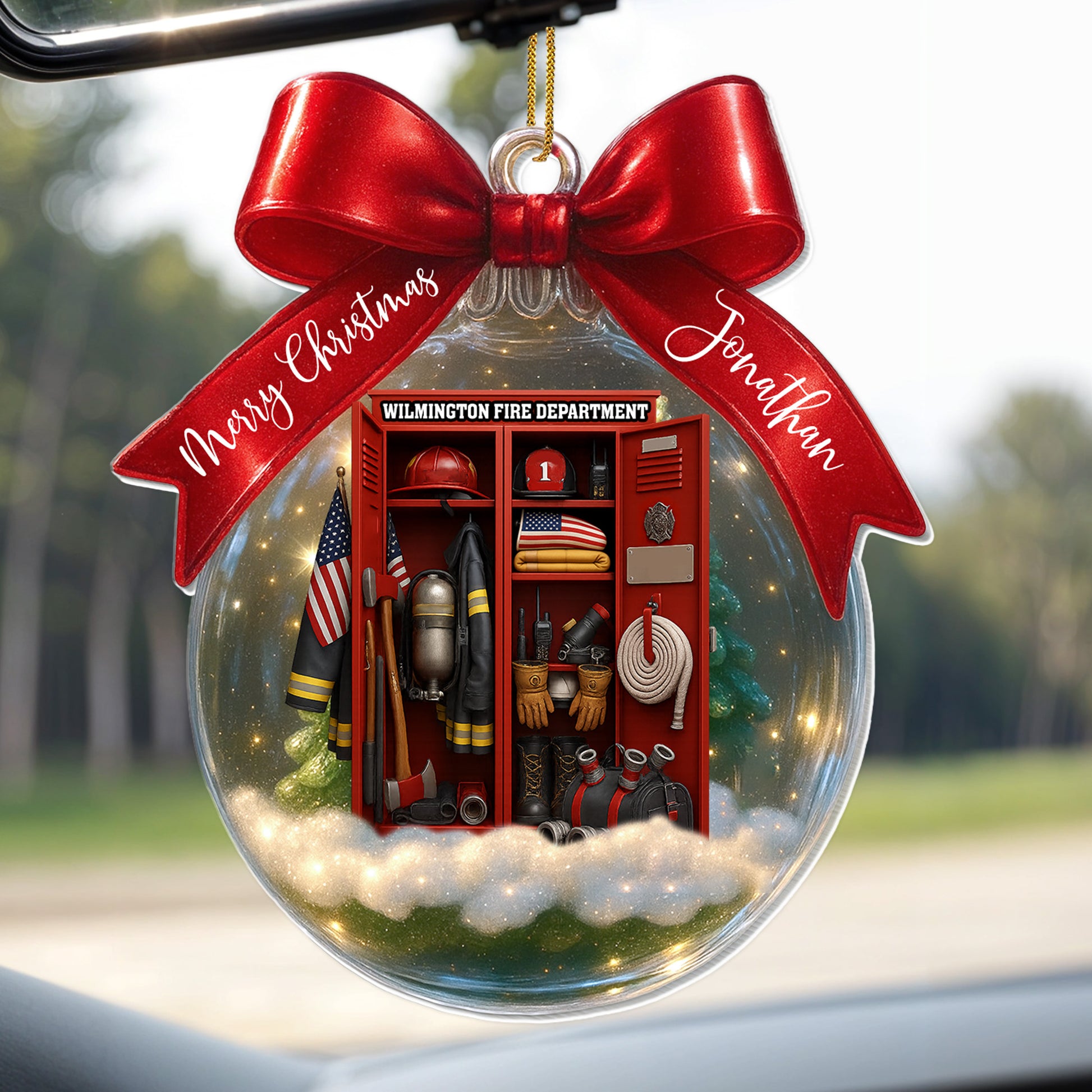 Merry Christmas Firefighting Equipment Ornament